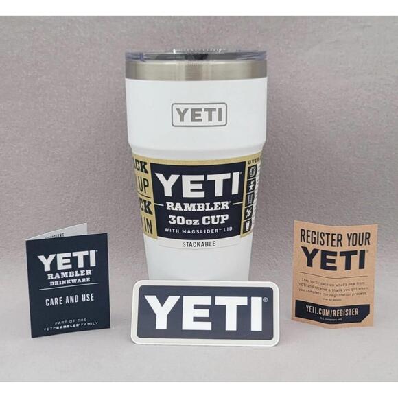 YETI Rambler 30 oz Cup White Stackable Magslider Lid Drinkware NEW